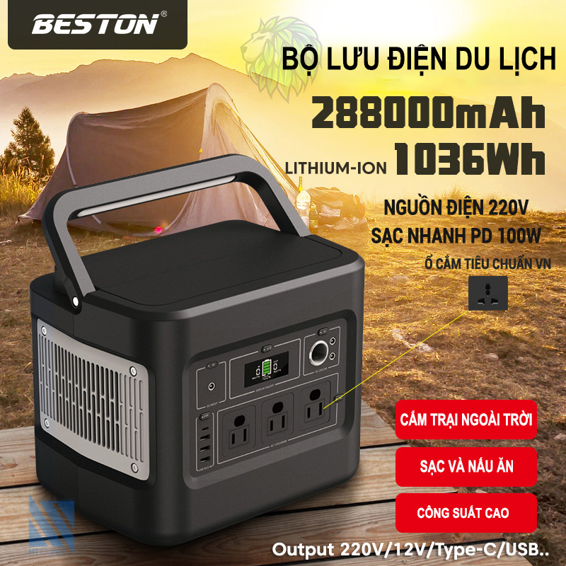 Bộ Lưu Điện Du Lịch, Trạm Sạc Dự Phòng 220V Beston 403Wh/622Wh/1036Wh hỗ trợ điện cắm trại, máy chiếu, game , quạt điện