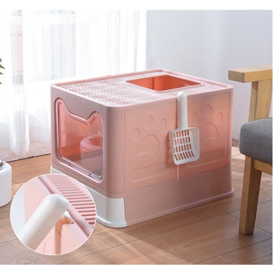 Nhà vệ sinh thú cưng cỡ đại gập gọn - Nhà vệ sinh cho mèo có ngăn kéo, cửa ra vào khép kín
