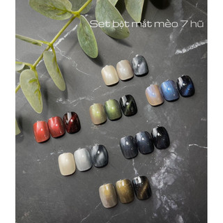 Bột mắt mèo | Set 7 hũ trang trí móng, rất tiện lợi