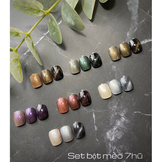 Bột mắt mèo | Set 7 hũ trang trí móng, rất tiện lợi