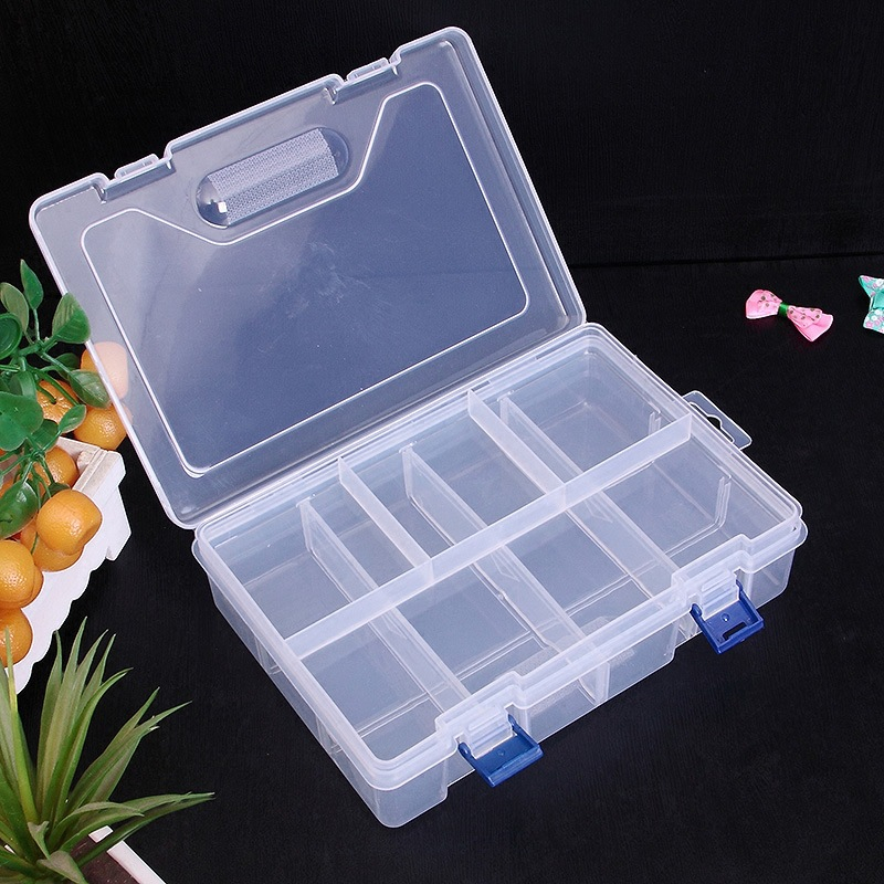 Hộp Nhựa 2 tầng 8 ngăn 23x16x6cm Đựng Linh Kiện, đồ trang sức, đồ chơi, đồ nail mi, móng
