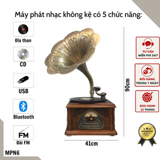 [FREESHIP] Máy phát nhạc không kệ mang phong cách tân cổ điển MPN6 - chạy đĩa than, CD, USB, Bluetooth và FM cực hay.