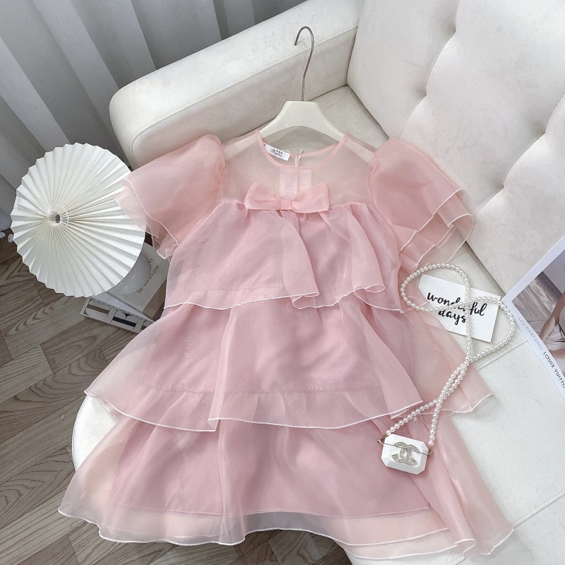 Váy Babydoll Tơ Tầng NƠ Ngực Tiểu Thư Siêu Xinh Hàng 2 Lớp KEMIE
