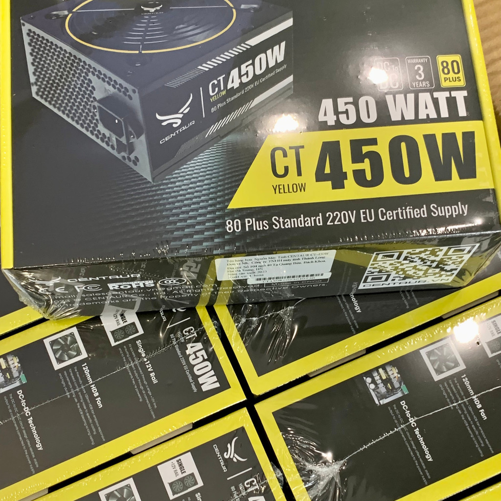 Nguồn máy tính CENTAUR CT Yellow 450W 80 Plus New 100% Bảo hành 36 tháng linh kiện chính hãng Shopcom