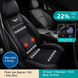 Đệm ghế massage ô tô kiêm làm mát 12V 24V, đệm ghế làm mát xe hơi 27 quạt có mát xa tự động ngắt