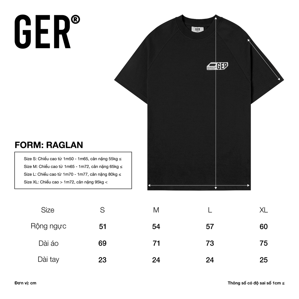 Áo thun raglan GER tag logo