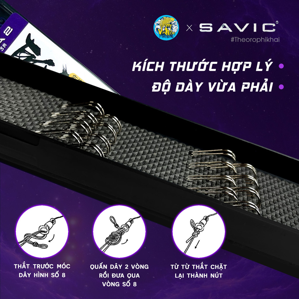 Thẻo Buộc Sẵn Câu Đài Chuyên Rô PHI KHẢI Savic 55cm( vòng cao su) - Vũ Môn Fishing