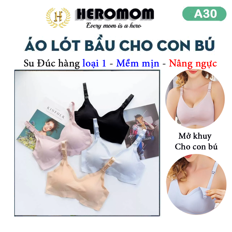 Áo lót ngực bầu cho bé con bú SU ĐÚC mùa hè nâng ngực không gọng chống chảy xệ sau sinh đồ lót chip bà bầu Heromom A30