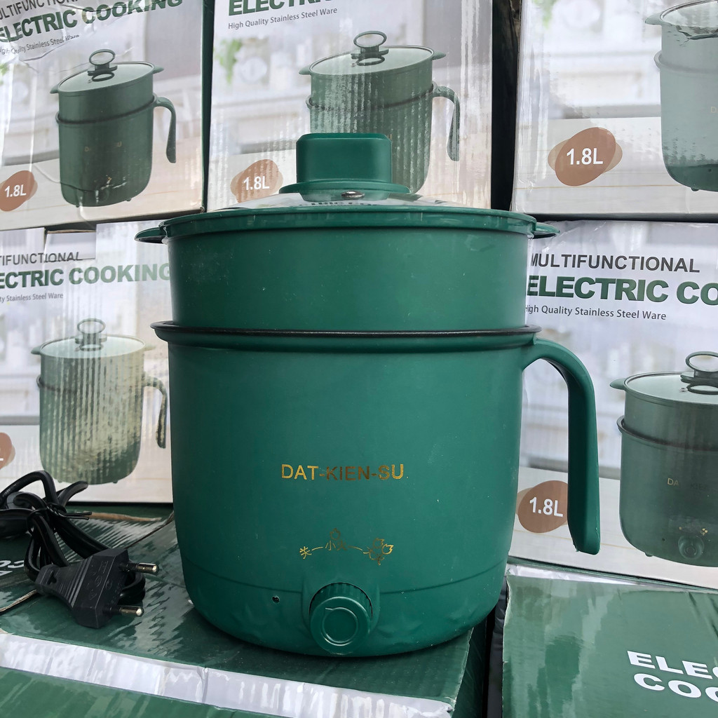 Nồi Lẩu Mini Điện Đa Năng, Ca Nấu Mì Kèm Hấp, Rán, Chiên