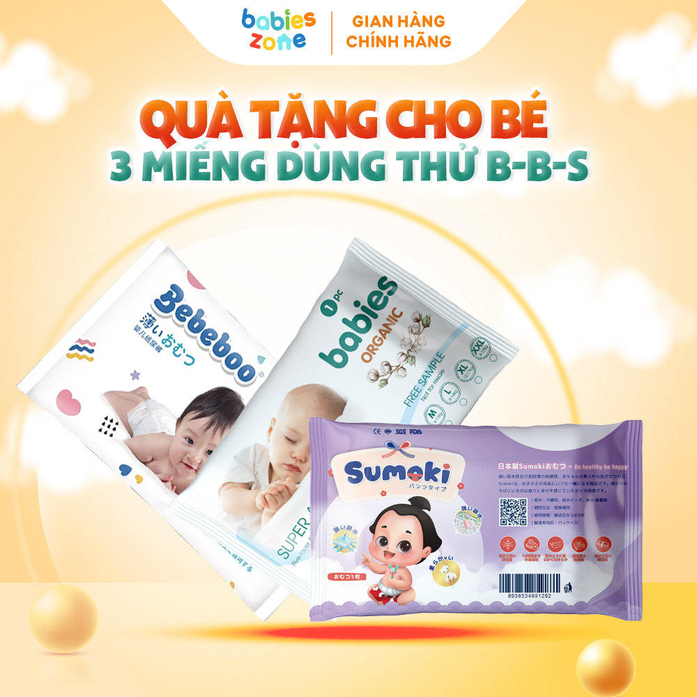 Bộ 3 miếng dùng thử Bebeboo, Babies Organic và Sumoki cùng size cho bé khi mua Tã Kitin Natural