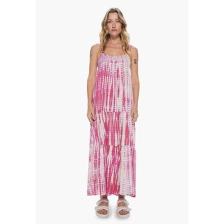 Đầm maxi hồng loang VNXK đầm dáng dài xoè tầng baby doll cutout sexy đi biển xuất khẩu dư xịn