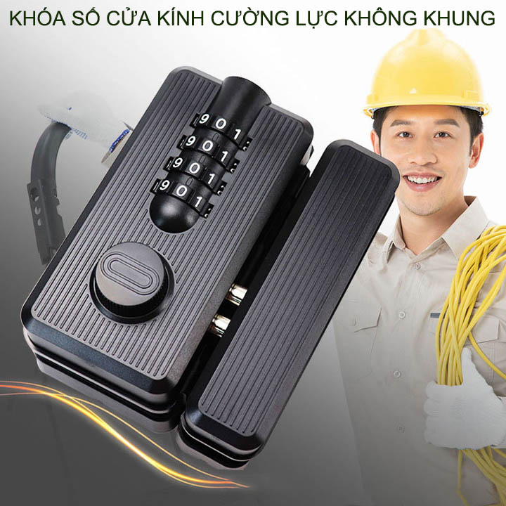 Khóa số cho cửa kính cường lực không khung, mở bằng 4 mã số có thể thay đổi được, không cần khoét lỗ kính