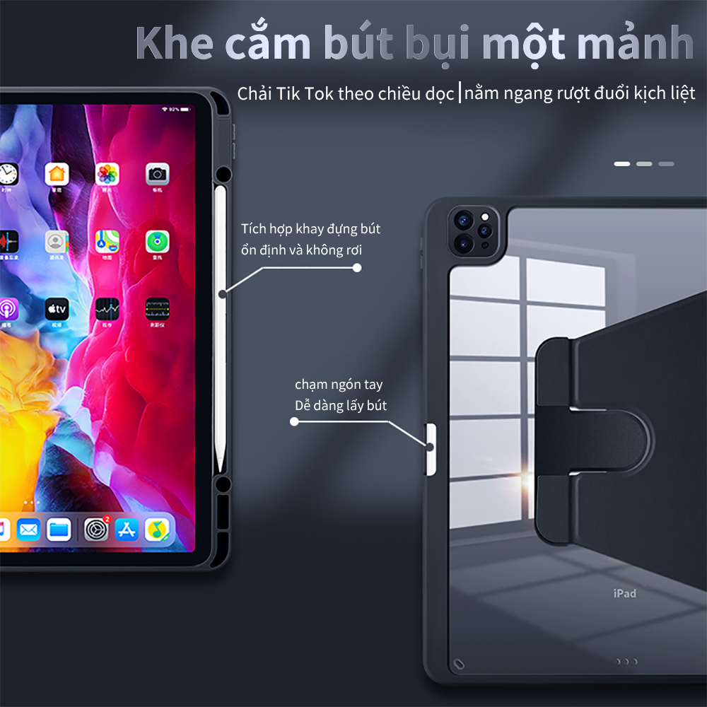 Bao da ipad GOOJODOQ ốp lưng cho Air 4/5 Pro 11 10th 9th 8th 7th Gen với Giá đỡ bút chì Xoay 360 độ