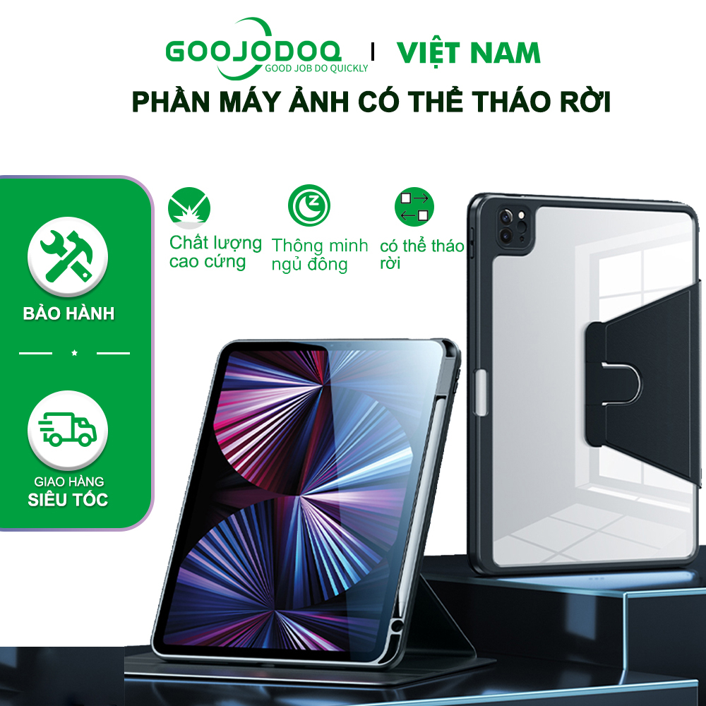 Bao da ipad GOOJODOQ ốp lưng cho Air 4/5 Pro 11 10th 9th 8th 7th Gen với Giá đỡ bút chì Xoay 360 độ