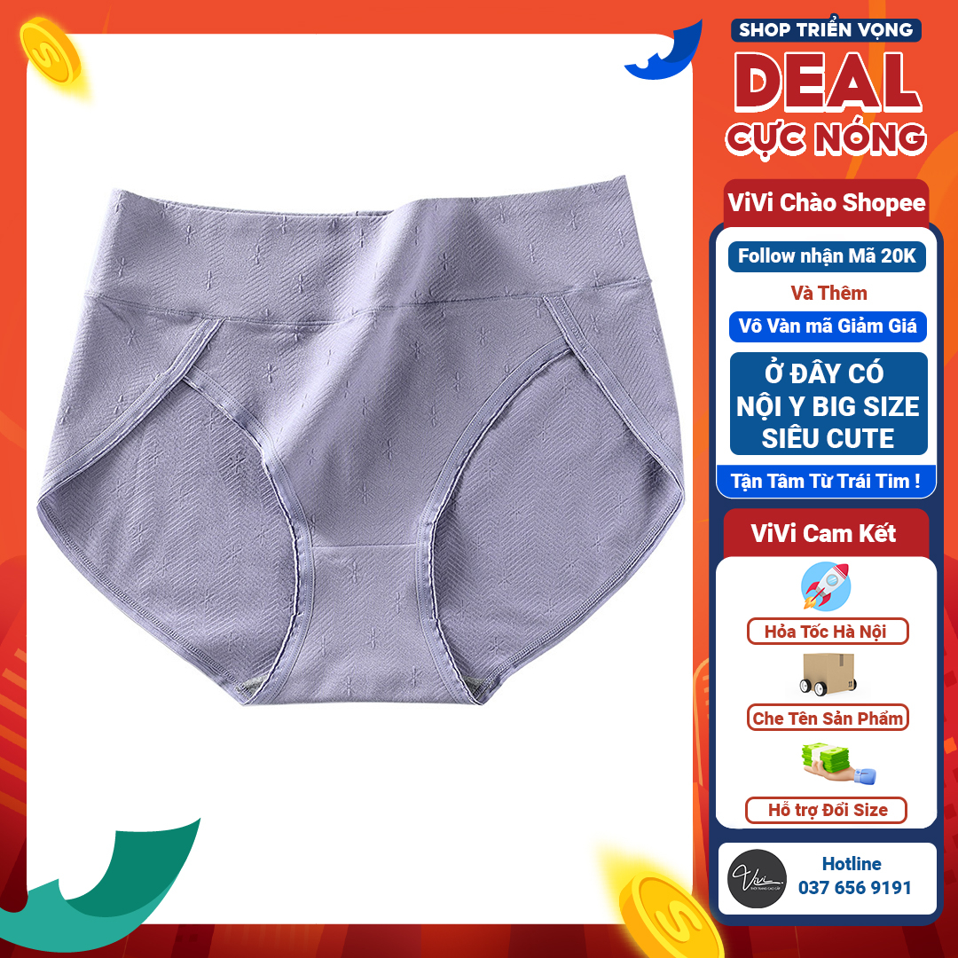 Quần lót Big size nữ thun cotton - Quần lót nữ big size siêu co dãn - Quần lót big size cạp to (Size tới 100Kg - Mã N02)