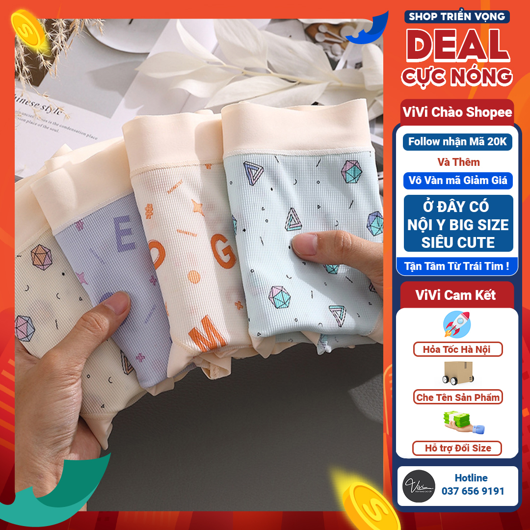 Quần lót nữ Big size - Quần lót big size nữ - Quần big size thun cotton phối su lạnh siêu mát Size tới 115Kg - Mã N10