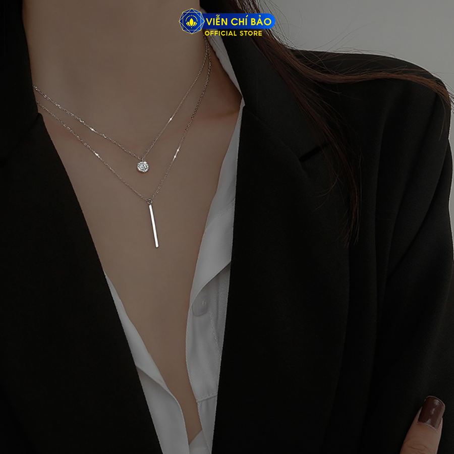 Dây chuyền bạc nữ 2 tầng mặt tròn chất liệu bạc 925 thời trang phụ kiện trang sức nữ Viễn Chí Bảo D400348x