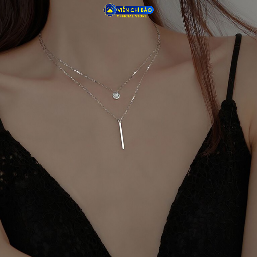 Dây chuyền bạc nữ 2 tầng mặt tròn chất liệu bạc 925 thời trang phụ kiện trang sức nữ Viễn Chí Bảo D400348x
