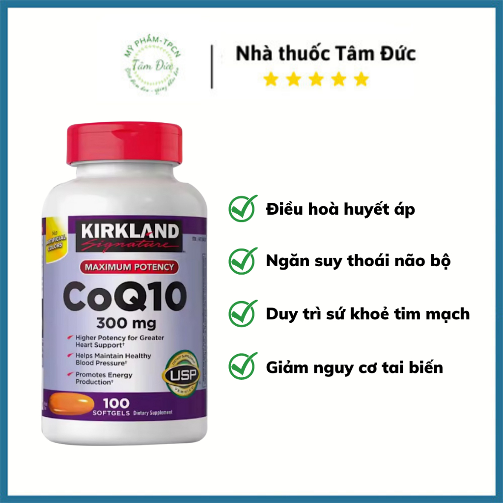 Viên uống Hỗ trợ Tim Mạch CoQ10 Kirk.land Signature 300mg Mỹ