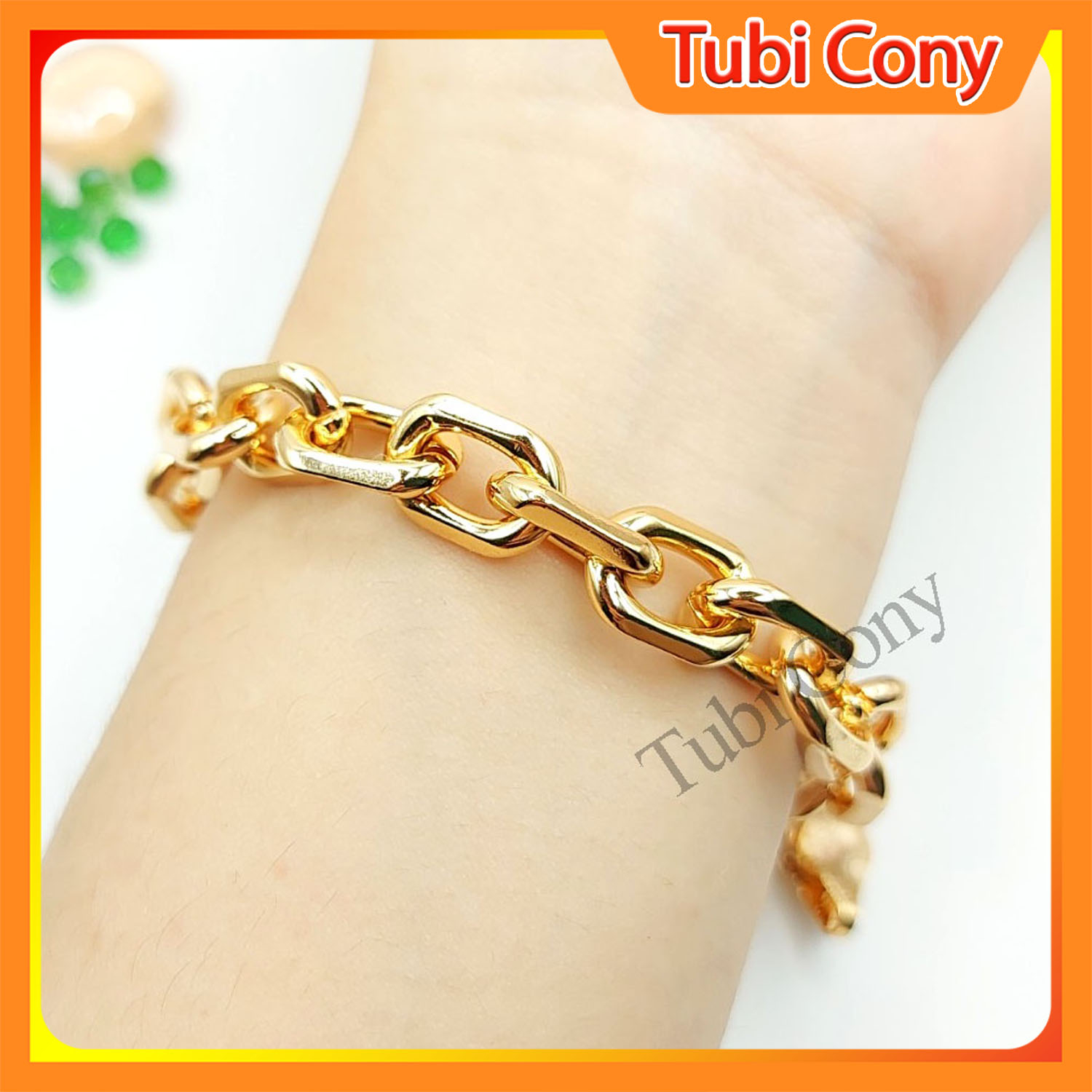Lắc Tay Nam Nữ Mạ Vàng Mắt Xích Cách Điệu 055R.300722