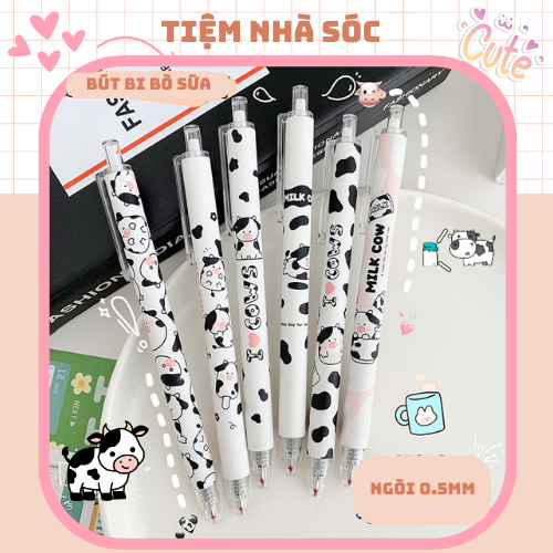 Bút bi bò sữa MOKA ngòi 0.5mm (set 6c)