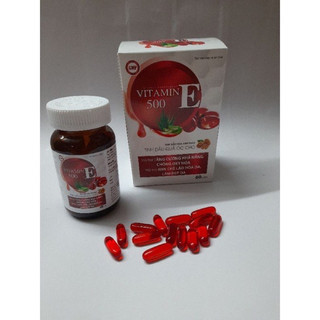Hộp 60 viên uống sáng da vitamin e đỏ vitamin e500 tinh dầu hoa anh thảo tinh dầu óc chó - vitamin e 500 giúp làm đẹp da