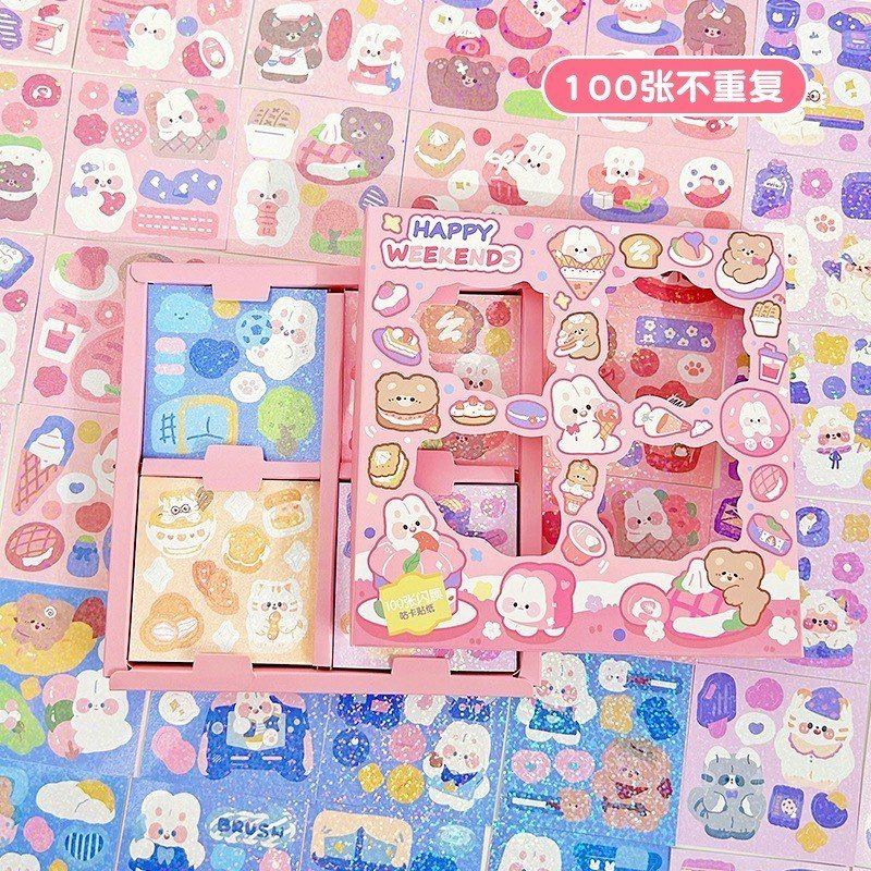 Hộp 100 tấm sticker lấp lánh