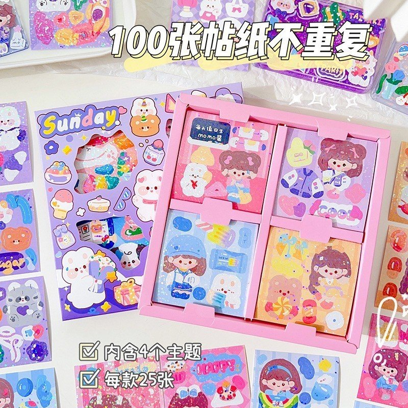 Hộp 100 tấm sticker lấp lánh