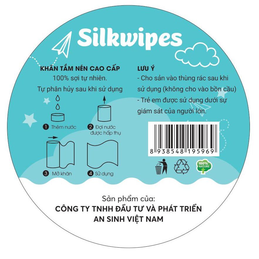 Khăn tắm nén cao cấp Silkwipes 70cm x 140cm phù hợp đi du lịch, dã ngoại | BigBuy360 - bigbuy360.vn