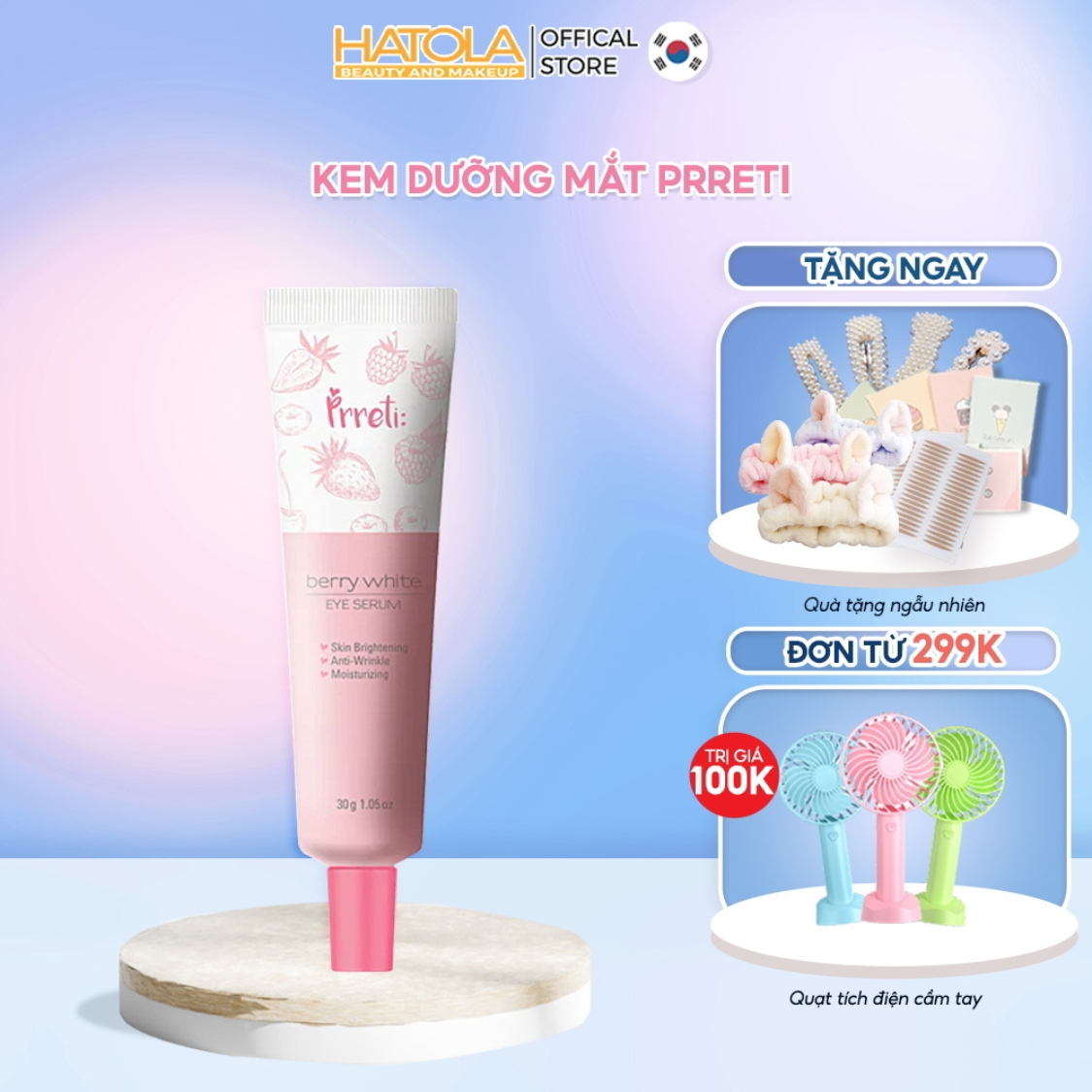 Kem dưỡng mắt Prreti Hàn Quốc sáng da giảm quầng thâm dưỡng ẩm mờ nếp nhăn tự nhiên giáng sinh noel 2022 30g