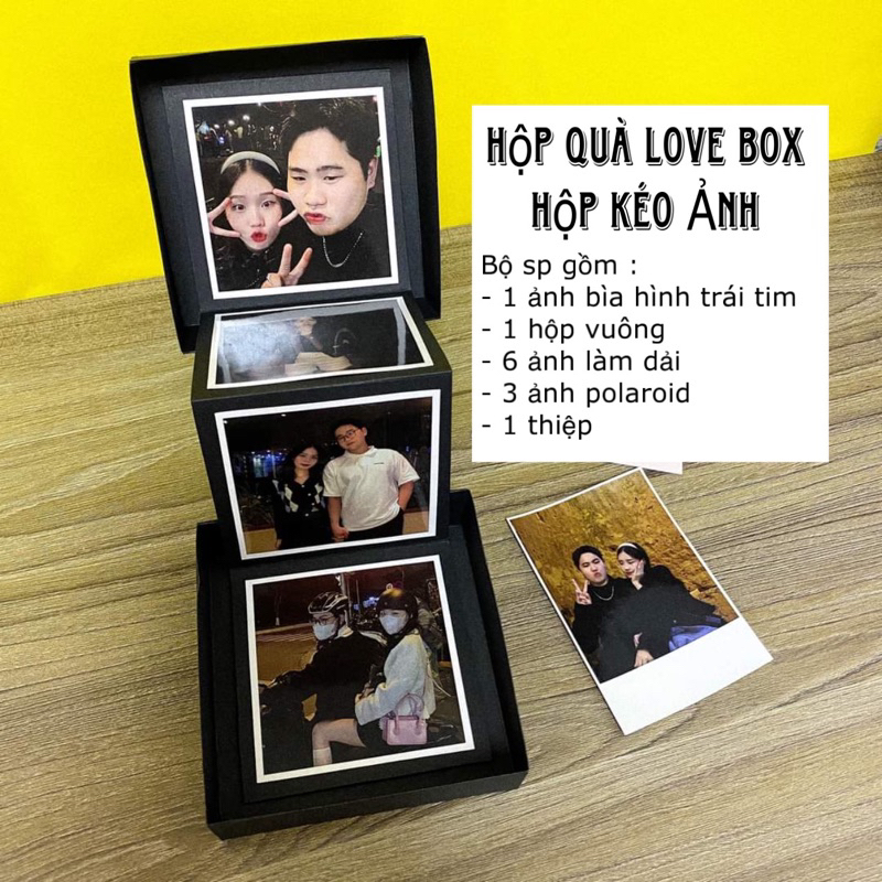 Hộp quà love box kèm ảnh in theo yêu cầu , hộp dán ảnh handmade, hộp quà ảnh sinh nhật kỉ niệm