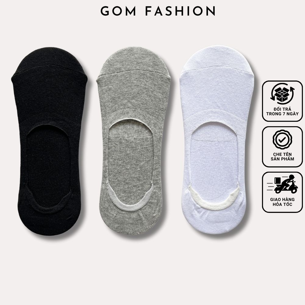 Tất lười nam nữ có đệm cao su chống trượt gót chân, vớ nam đi giày lười vải cotton mềm mại thoáng mát -TAT-LUOI-02