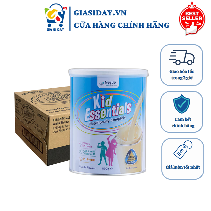 [Date 2025 Thuỵ Sỹ] [THÙNG] Sữa Kid Essentials Nestle Úc Vị Vani - Sữa Bột Công Thức 800g