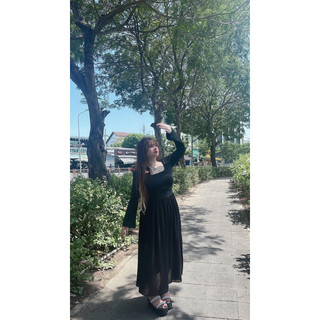 ( 55-90ky ) ĐẦM MAXI ĐEN HỞ LƯNG BIGSIZE ( Ảnh thật )