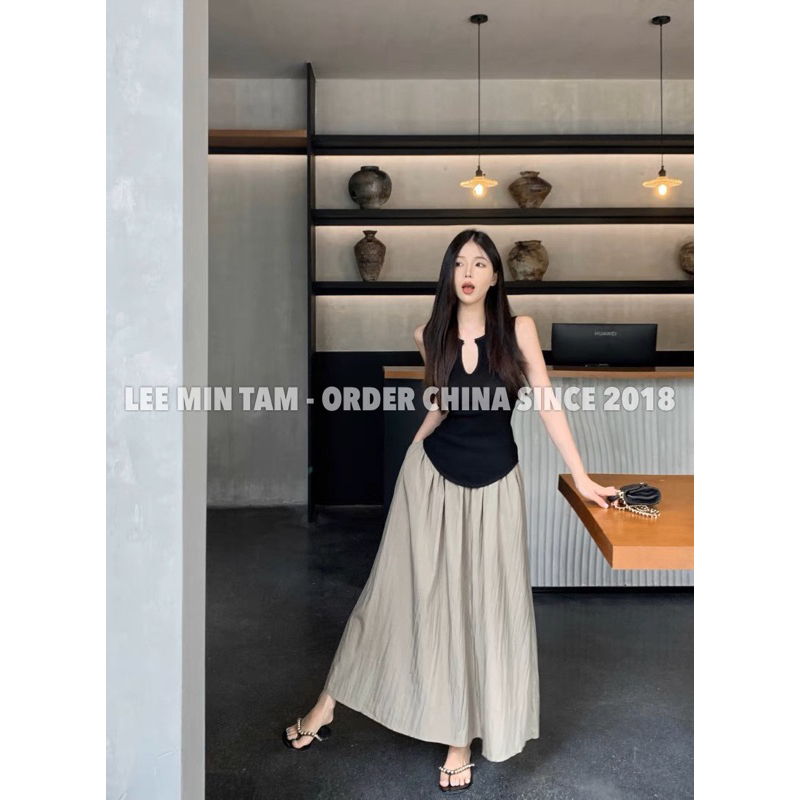 Set áo đen vạt bầu sát nách kèm chân váy maxi (có tách lẻ)