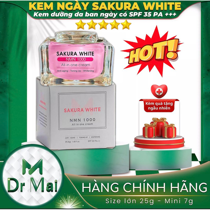 Kem dưỡng trắng da hoa anh đào Sakura White Nmn 1000 All in one cream