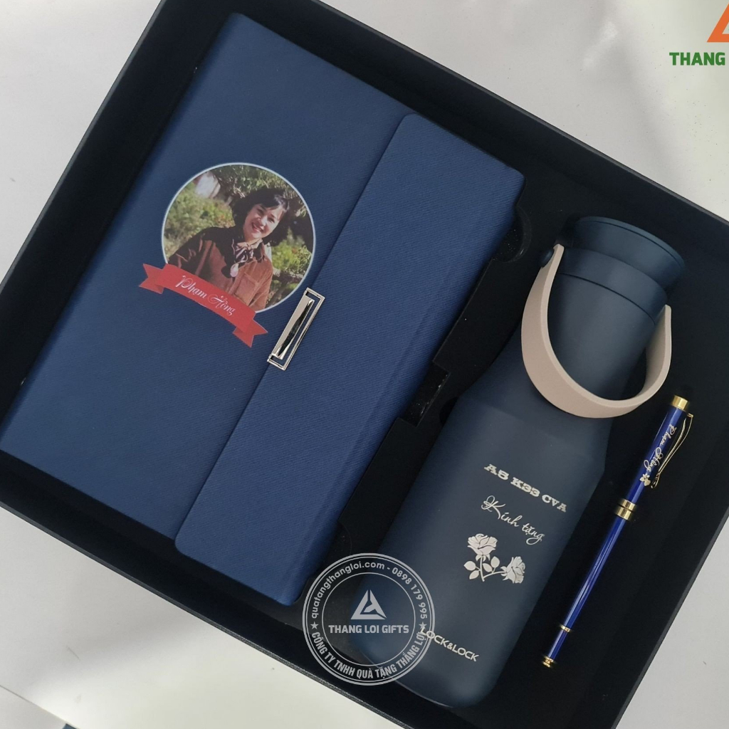 Giftset-Bộ Quà Tặng VIP ( BÌNH GIỮ NHIỆT LOCK&LOCK+SỔ DA CAO CẤP+BÚT KÝ) quà tặng IN HÌNH theo yêu cầu