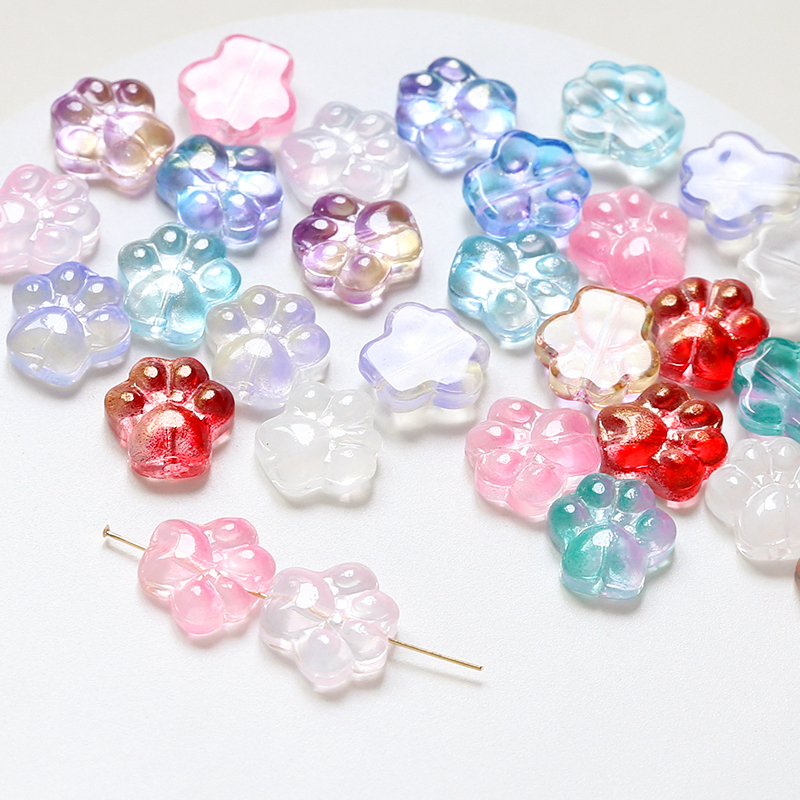 Charm chân mèo Hologram xỏ lỗ hai đầu 13* 14mm