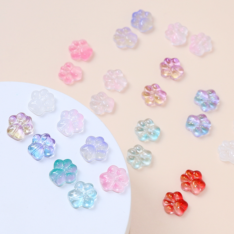 Charm chân mèo Hologram xỏ lỗ hai đầu 13* 14mm