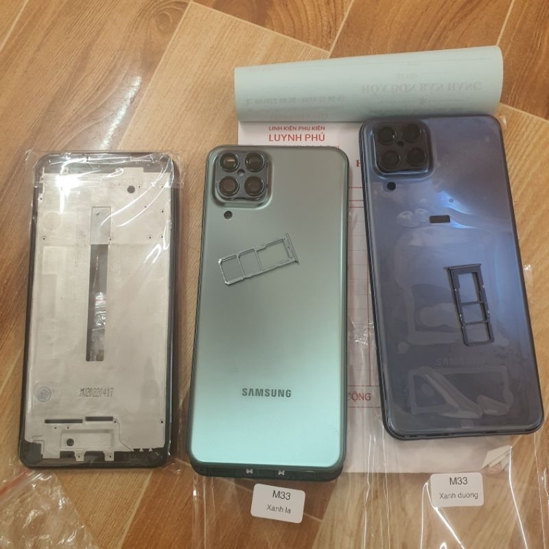 Vỏ samsung M33 đủ bộ có khay sim khung sườn nút volum