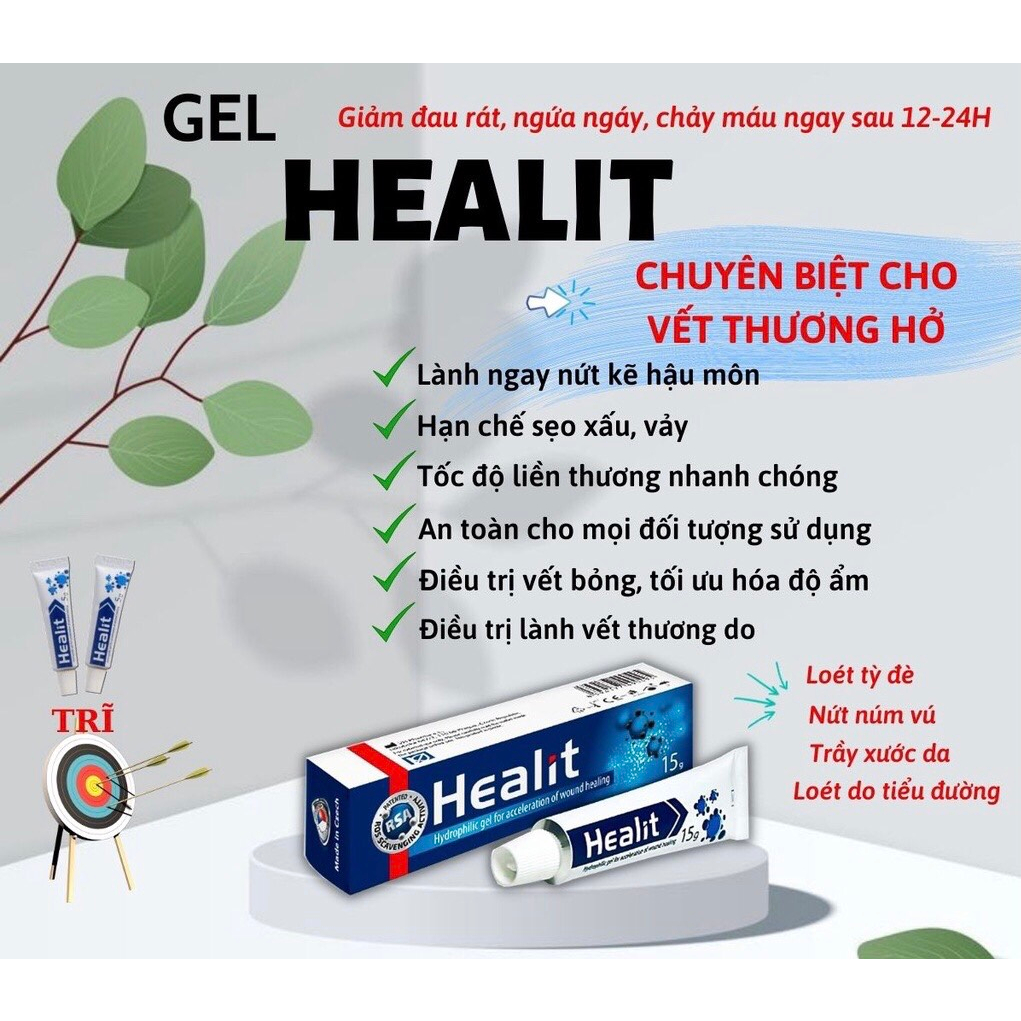 Healit - Gel Bôi Vết Thương Hở,Vết Bỏng,Vết Loét, Giúp Lành Thương Nhanh,Hạn Chế Sẹo Xấu, Nhập Khẩu Cộng Hoà Séc