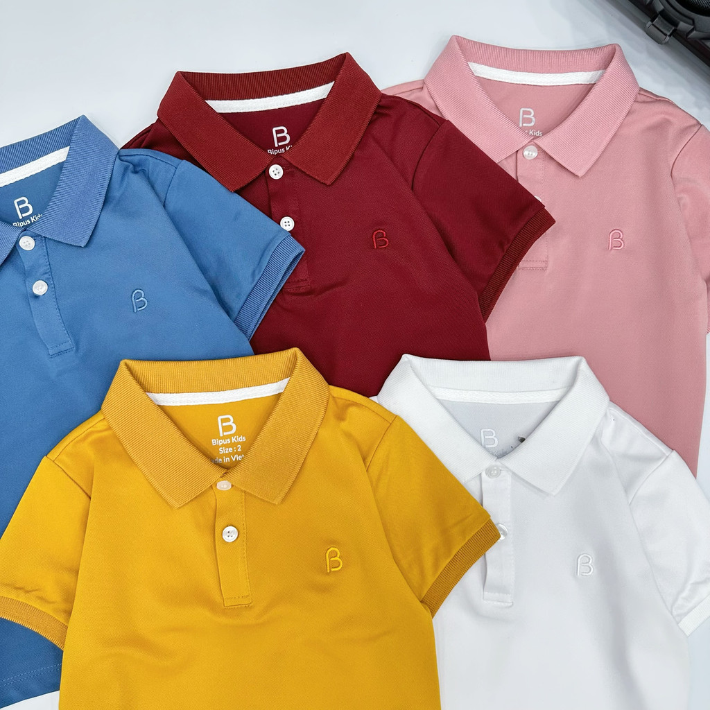 Áo phông polo trơn CHO BÉ trai, bé gái, chất liệu LACOST thấm hút mồ hôi tốt, thoải mái khi vận động APL002