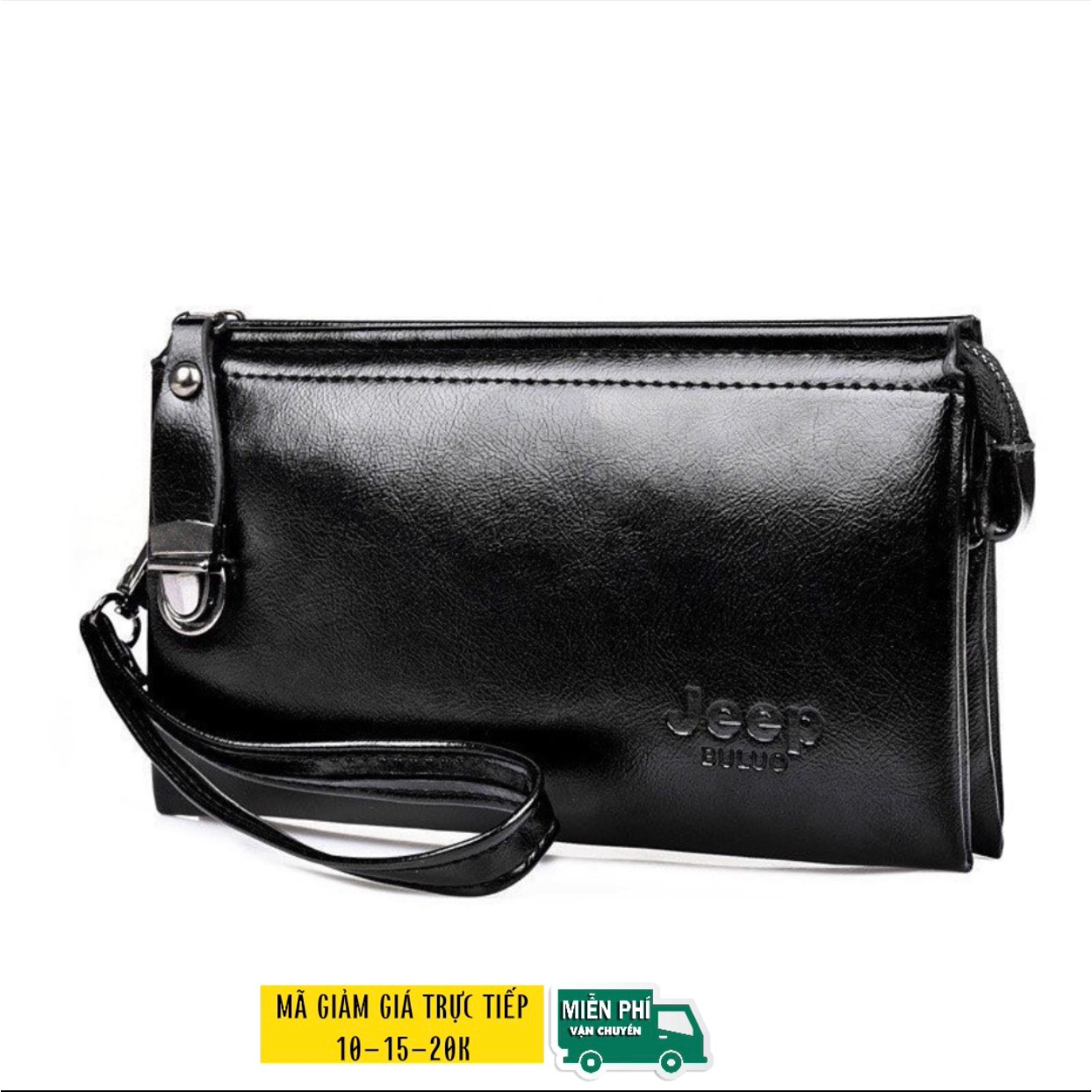 Clutch nam dáng dài , Ví cầm tay nam da JeepBuluo, khoá kéo gài cao cấp, 3 màu sang trọng, bảo hành 12 tháng