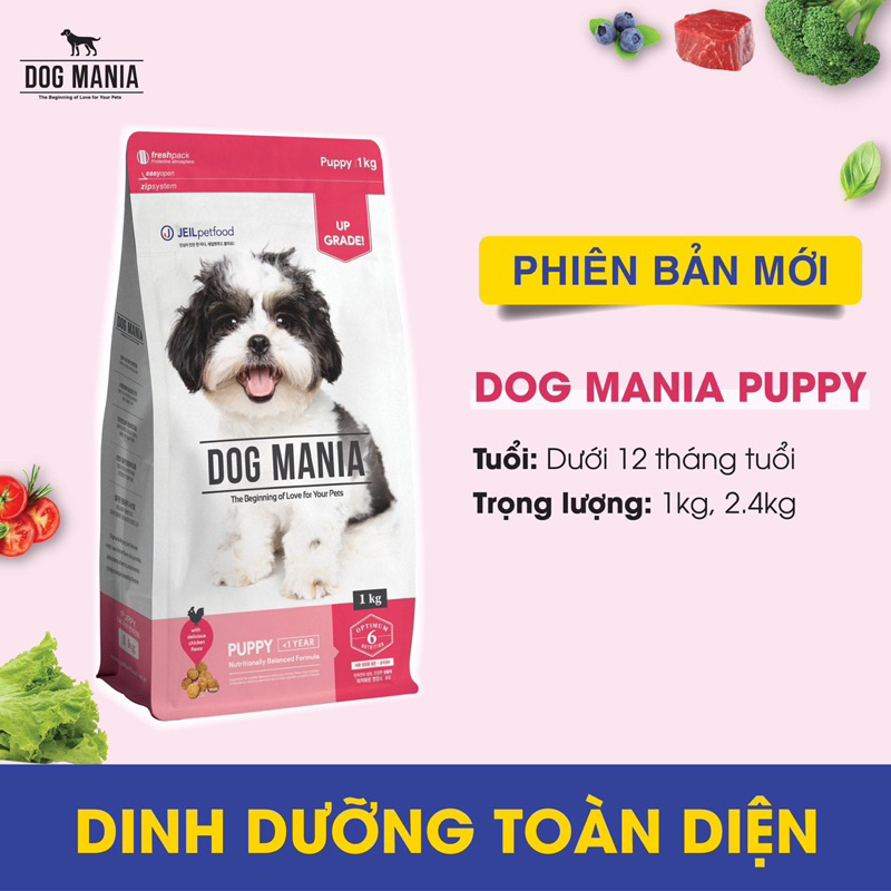Thức ăn Hạt Dog Mania Puppy Hàn Quốc dành cho chó con, túi 1Kg