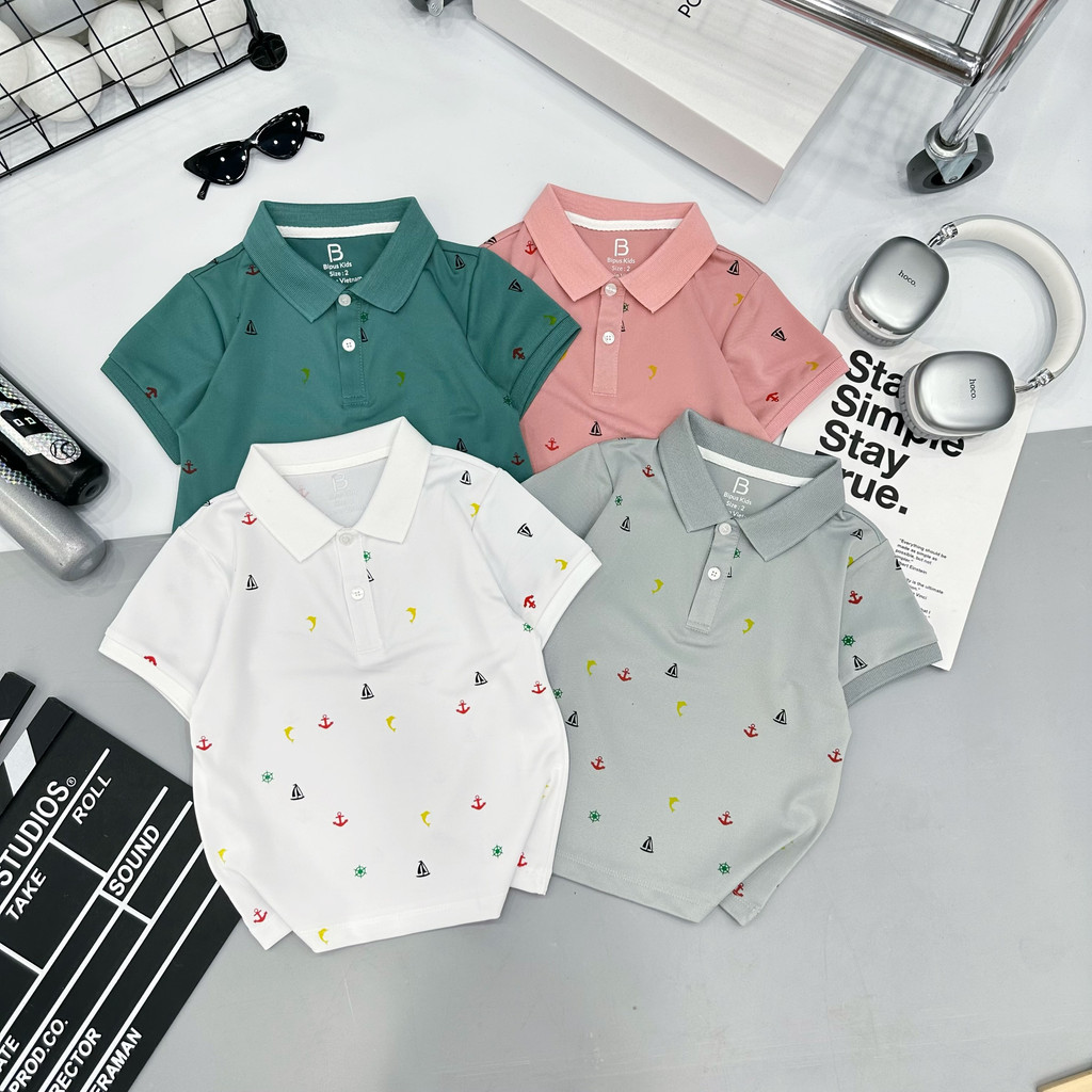 Áo Polo in hình dễ thương dành cho bé trai và bé gái chất liệu Lacost cổ bẻ đảm bảo bé mặc lên cực kì thoáng khí APL003