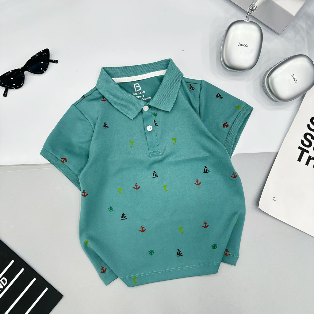Áo Polo in hình dễ thương dành cho bé trai và bé gái chất liệu Lacost cổ bẻ đảm bảo bé mặc lên cực kì thoáng khí APL003