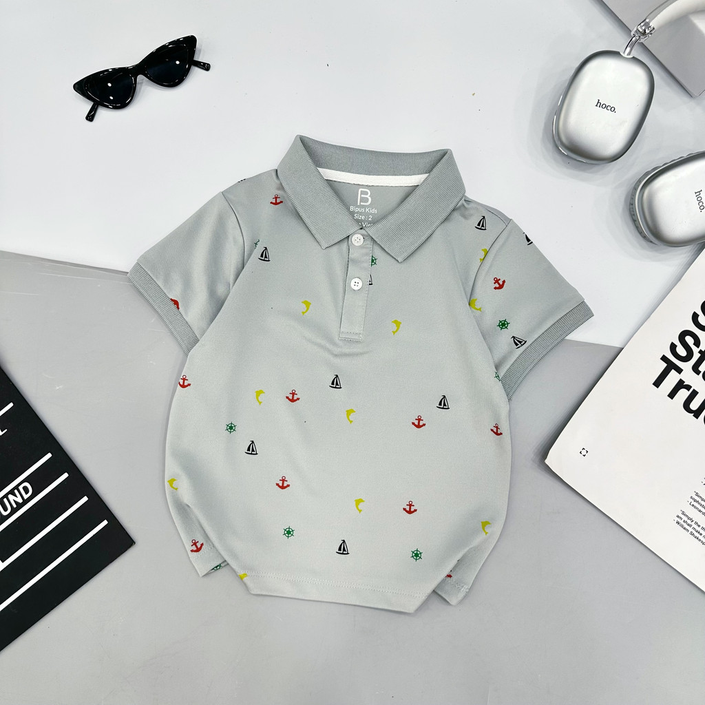 Áo Polo in hình dễ thương dành cho bé trai và bé gái chất liệu Lacost cổ bẻ đảm bảo bé mặc lên cực kì thoáng khí APL003