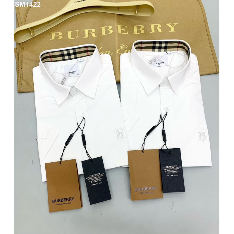 Áo Sơ Mi Nam Burberry Vân Kẻ Vạch Cổ Cánh Tay Hàng Cao Cấp Chất Vải Cotton Thoáng Mát