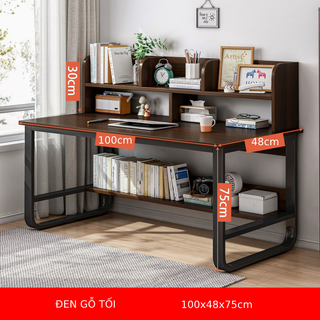  Bàn học kèm kệ sách và giá sách kích thước lớn bàn làm việc liền kệ màu gỗ sáng thiết kế phong cách Bắc Âu 