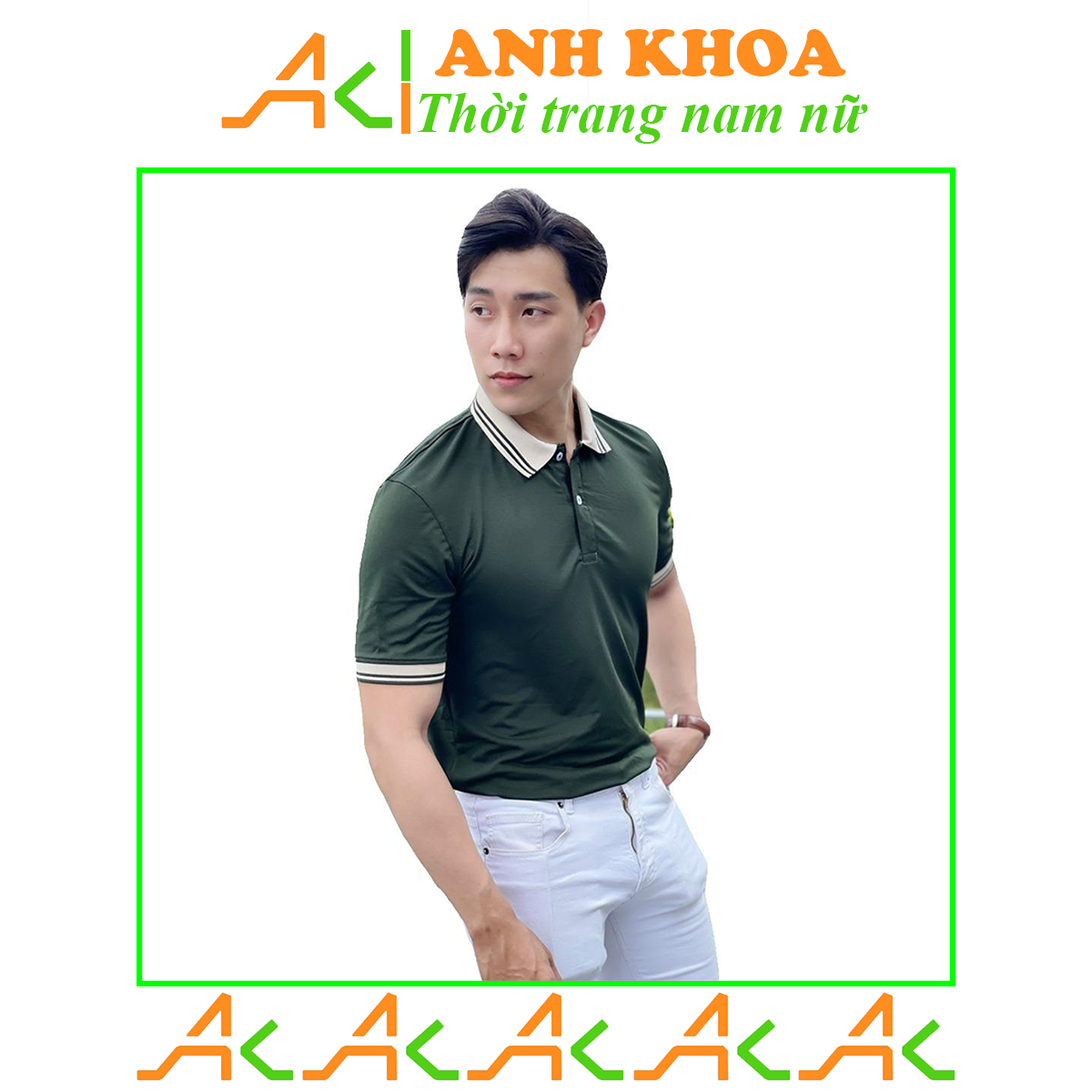 Áo Polo nam nữ cổ bẻ PHỐI MÀU tay ngắn chất liệu vải thun cá sấu chuẩn form sang trọng lịch lãm màu xanh - ANHKHOA